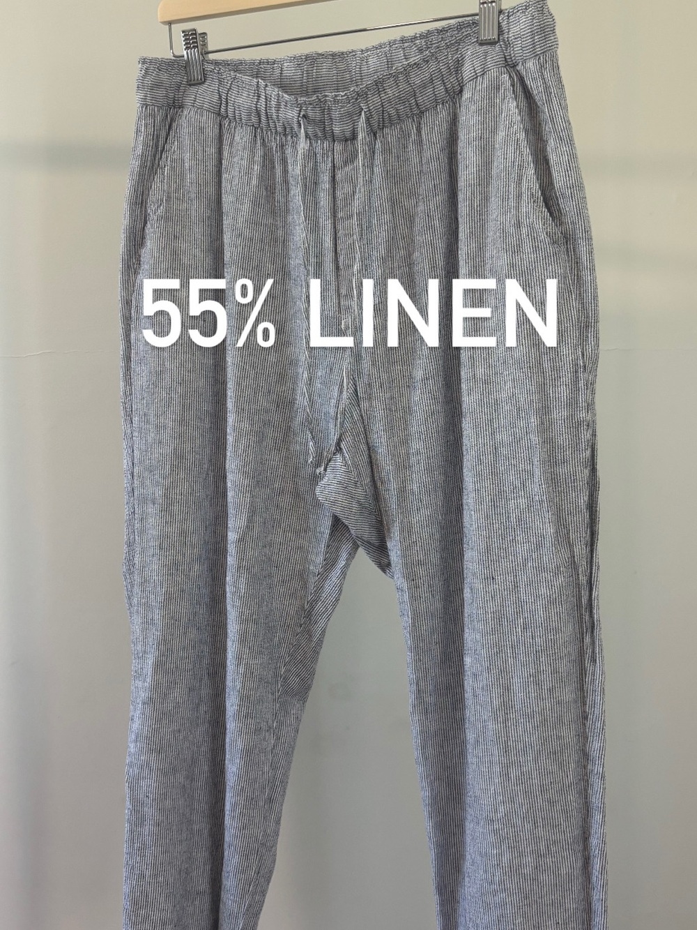 GAP “Easy Pant” Linen Blend Pant | Blue pinstripe | size L